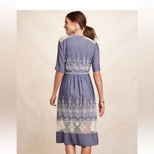 Anthropologie Moulinette Soeurs Embroidered Midi Dress size 2.